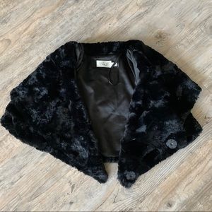 Eliza J Black Elegant Fluffy Wrap Coat